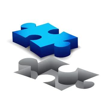 Blue Puzzle on white background Stock Illustration