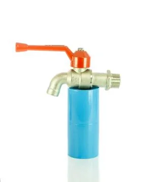 Blue pvc pipe with valve Stock Photos
