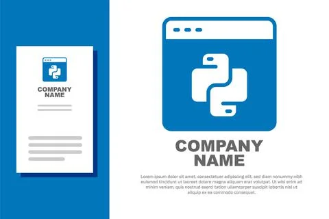 Blue Python programming language icon isolated on white background. Python Illustration