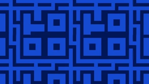 Blue QR Code Inspired Geometric Maze Pattern Abstract Digital Background Loop Stock Footage 341402291