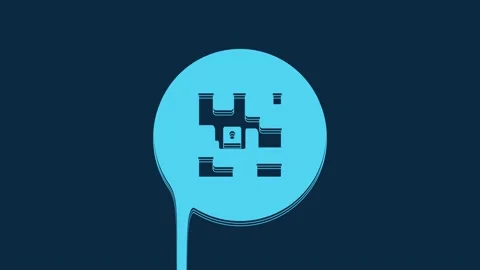 Blue QR code sample for smartphone scanning icon isolated on blue background. 4K Stock Footage 235900141