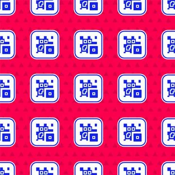 Blue QR code sample for smartphone scanning icon isolated seamless pattern on Stock Illustration