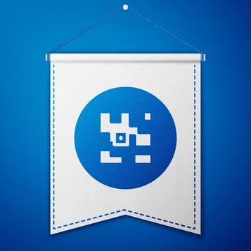 Blue QR code sample for smartphone scanning icon isolated on blue background Stockillustratie