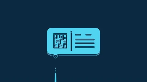 Blue QR code ticket train icon isolated on blue background. 4K Video motion Stock Footage 235830956