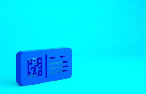 Blue QR code ticket train icon isolated on blue background. Minimalism concep Illustrazione stock