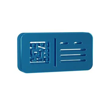 Blue QR code ticket train icon isolated on transparent background. Stockillustratie