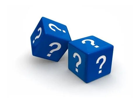 Blue question dice Illustrazione stock