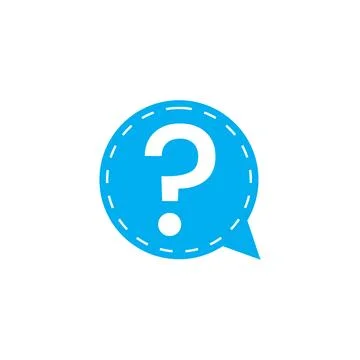 Blue Question Mark in Dashed Speech Bubble on White Stock Illustration