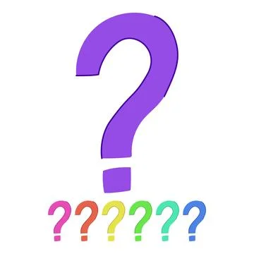 Blue question mark drawing asking for answers graphic Stock Illustration