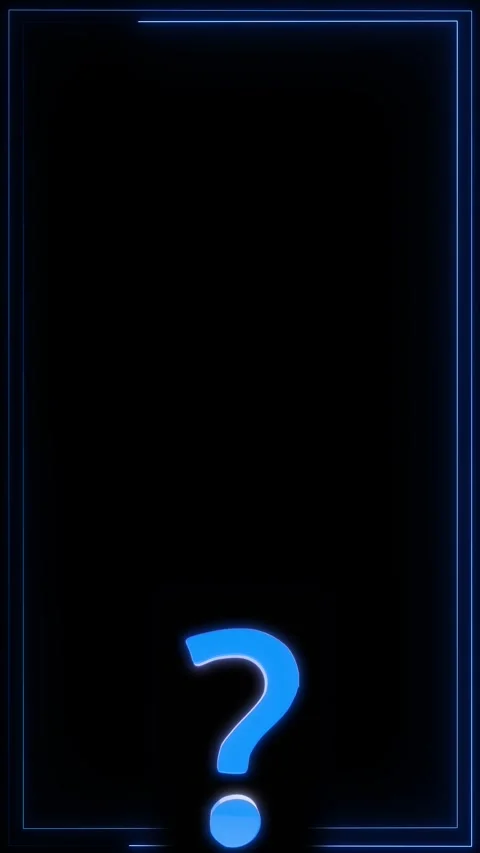 Blue question mark frame glowing punctuation icon, black copy space, neon outlin Stock Footage 340569035