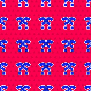 Blue Question mark icon isolated seamless pattern on red background. FAQ sign Stock Illustration