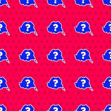 Blue Question mark icon isolated seamless pattern on red background. FAQ sign Illustrazione stock