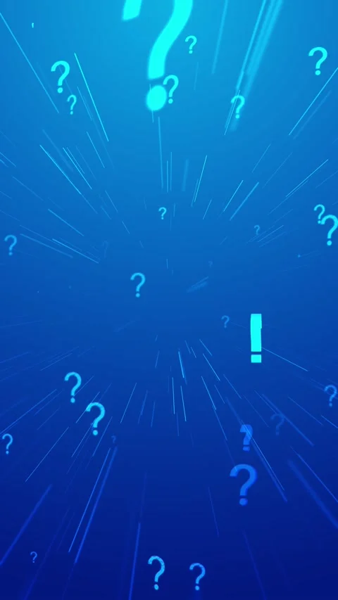 Blue question mark motion background floating symbols, glowing streaks, Stock Footage 340524853