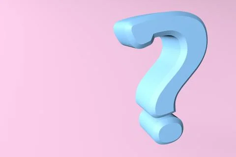 Blue question mark on a pink background. 3d rendering illustration with copy Stock Illustration