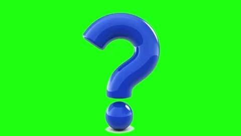 Blue question mark rotating on bright green screen background for dynamic m.. Vídeos de archivo 343551498