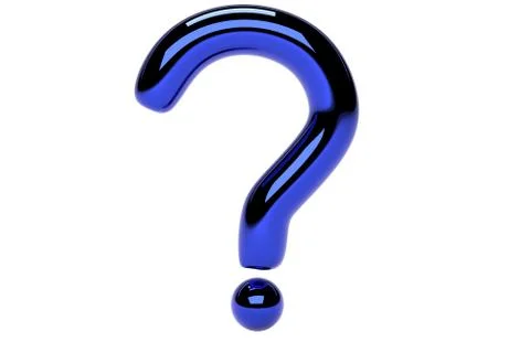 Blue question mark sign on white background. 3D rendering. 스톡 일러스트