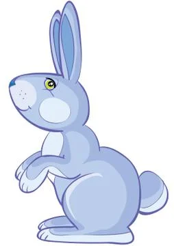 Blue rabbit, isolated object on a white background, vector illustration, Stock Illustration