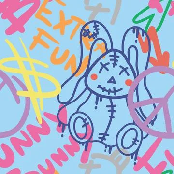 Blue rabbit pattern Stock Illustration