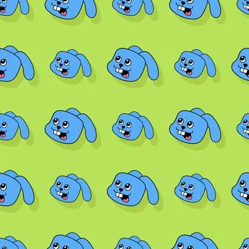 Blue rabbit seamless repeat pattern. background illustration Stock Illustration