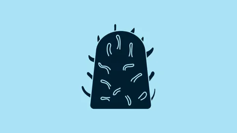 Blue Rabies virus disease microorganisms icon isolated on blue background. 4K Stock Footage 231489941