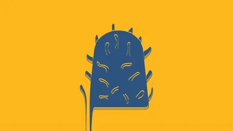 Blue Rabies virus disease microorganisms icon isolated on orange background. 4K Stock Footage 234728511