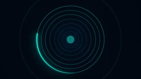 Blue Radar Scan Sweep With Concentric Circles Light Rays Seamless Loop Video stock 332948602
