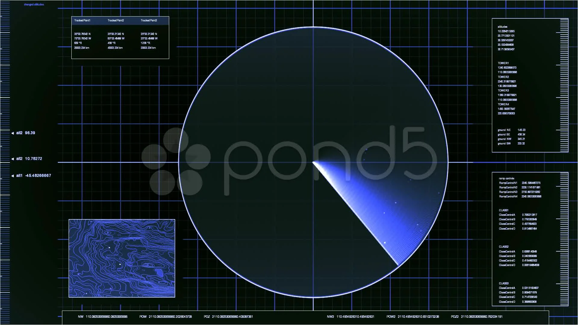 Blue radar screen loop | Stock Video | Pond5