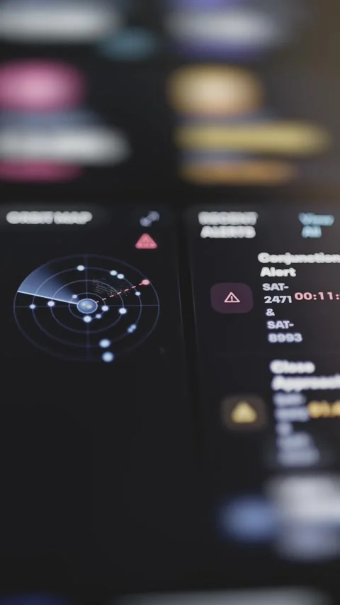 Blue radar sweep crosses several bright objects Stock Footage 343380310