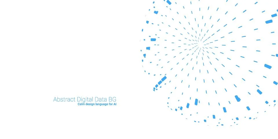 Blue Radial Dashed Circle with Abstract Data Dots Lettering Vector Stock Illustration