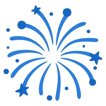 Blue radial firework explosion isolated in cartoon flat style Stock Illustration