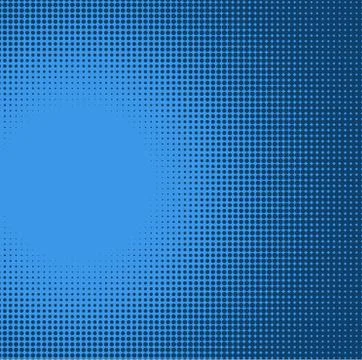 Blue radial light effect gradient in halftone style Stock Illustration