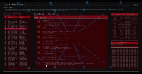 Blue radial numbers starting central terminal appearing, loading code, marking Stock Footage 330190851