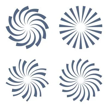 Blue radial patterns collection with swirls, spirals and sunburst vector de.. Stock Illustration