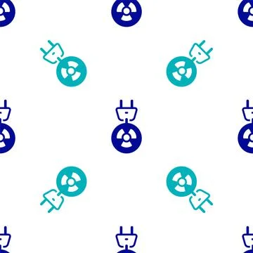 Blue Radiation electrical plug icon isolated seamless pattern on white backgr イラスト素材
