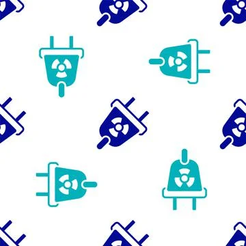 Blue Radiation electrical plug icon isolated seamless pattern on white Stockillustratie