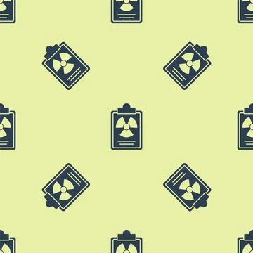 Blue Radiation warning document icon isolated seamless pattern on yellow イラスト素材