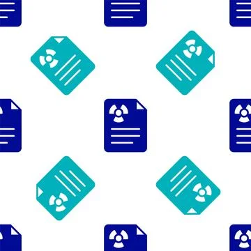 Blue Radiation warning document icon isolated seamless pattern on white bac.. Illustrazione stock