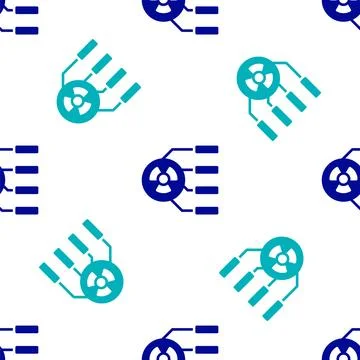 Blue Radioactive icon isolated seamless pattern on white background. Radioa.. Illustrazione stock