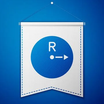 Blue Radius icon isolated on blue background. White pennant template. Vector Stock Illustration