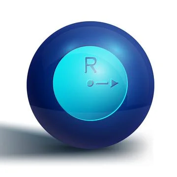 Blue Radius icon isolated on white background. Blue circle button. Vector Illustrazione stock