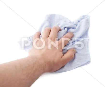 Blue rag over white isolated background Stock Photos