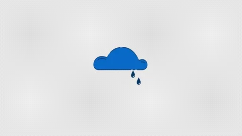 Blue rain cloud with falling raindrops 2D object doodle animation Stock Footage 324026230