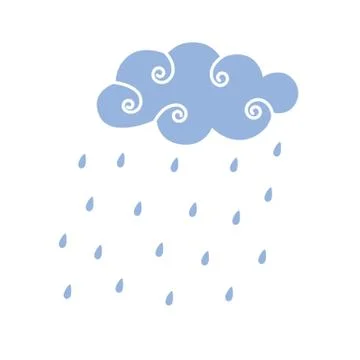 Blue Rain Cloud Vector Illustration Stock Illustration