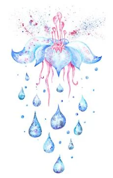 Blue Rain Flower Stock Illustration