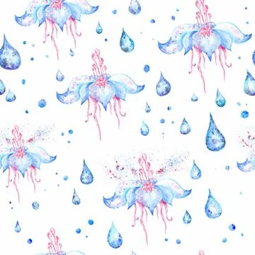 Blue Rain Flower Pattern Stock Illustration