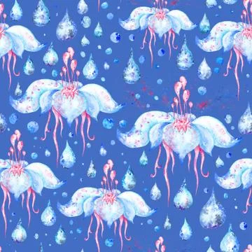 Blue Rain Flower Pattern Stock Illustration