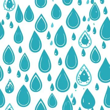 Blue rain vector seamless pattern Stock Illustration