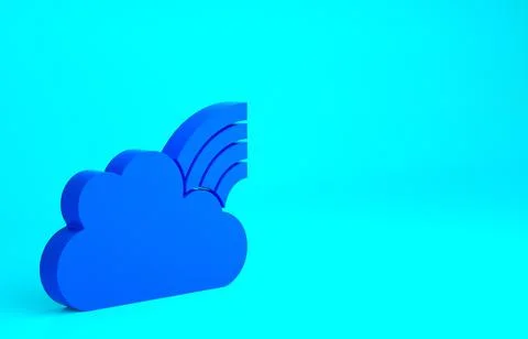 Blue Rainbow with clouds icon isolated on blue background. Minimalism concept Stock Illustration