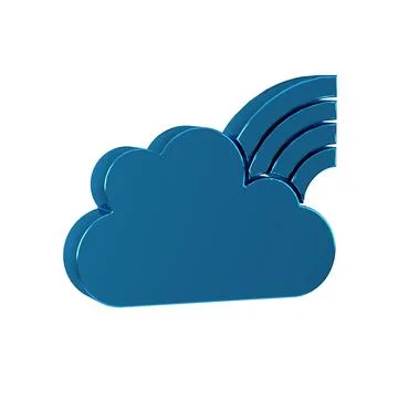Blue Rainbow with clouds icon isolated on transparent background. Stock Illustration