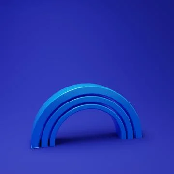 Blue Rainbow icon isolated on blue background. Minimalism concept. 3D rende.. Stock Illustration